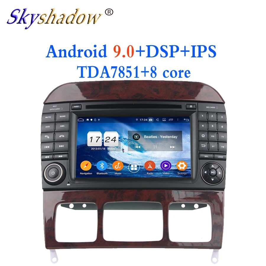Perfect Top Android 9.0 4GB + 8 Core Car DVD Player Wifi Bluetooth 4.2 RADIO GPS Glonass Map For Benz W215 W220 S320 S350 S400 S430 S500 3