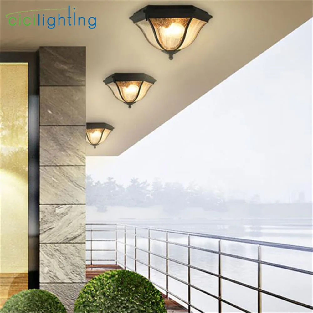 Goede D35cm outdoor waterdicht plafondlamp balkon energiebesparende tuin inbouw verlichting Europese retro balkon entree deur lamp