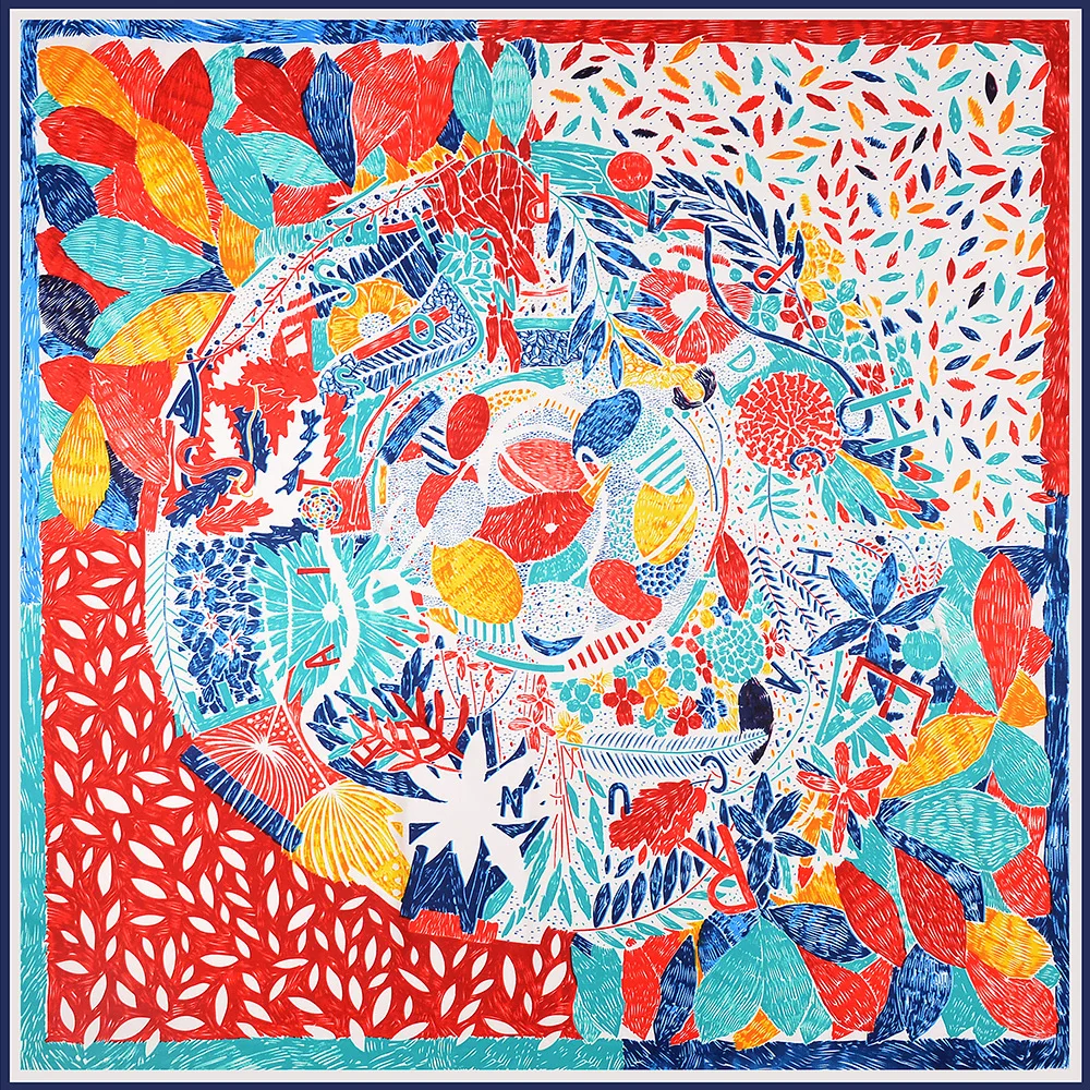50 цветов Шелковый шарф женский саржевый Картина Маслом Большое Квадратное полотенце 130 см Солнцезащитная шаль для волос головной платок шарфы для женщин бандана обертка - Цвет: 15