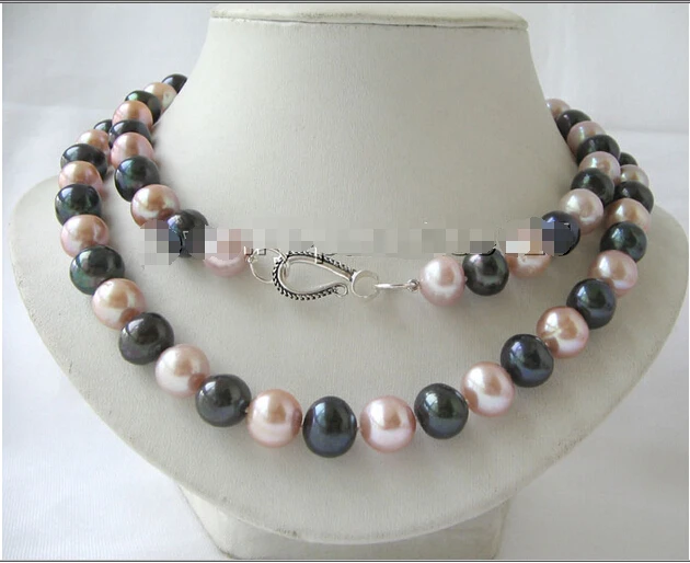 

FREE SHIPPING>>>@@ > AAA 33" 10mm natural black purple round freshwater pearl necklace ^^^@^Noble style Natural Fine jewe &