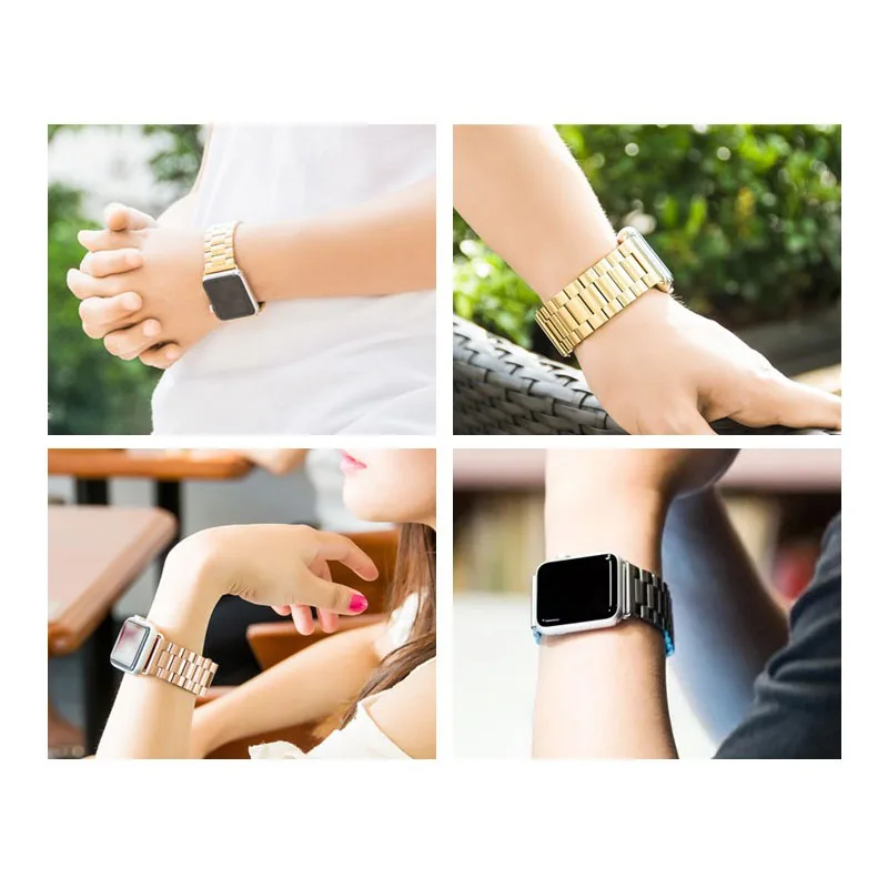 Ремешок из нержавеющей стали для Apple Watch Band 42 мм 38 44 40 металлический звеньевой