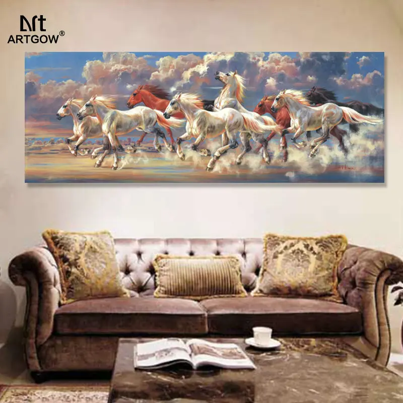 Retro Colorful Cloud Lager Size Animal Living Room Decoration Retro Colorful Cloud Lager Size Animal Living Room Decoration Galloping Horses Long Canvas Paintings Wall Art Pictures Unframed In Painting Calligraphy
