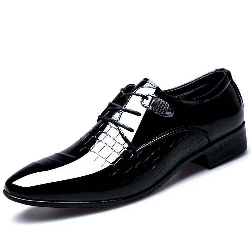 

Spring Summer 2019 New Leather Shoes For Men Business Formal Wear Bright Face Pointed Casual Shoes Korean Version Flat Base