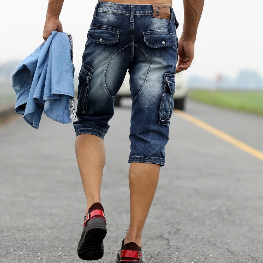 Male Fashion Short Jeans Knee length 