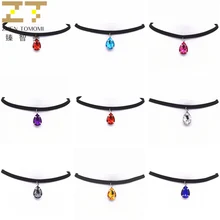 Горячее предложение Кручёные ожерелья BIJOUX простой черный бархатной лентой капли воды кулон Цепочки и ожерелья Макси себе Чокеры Цепочки и ожерелья Женская обувь ювелирные изделия