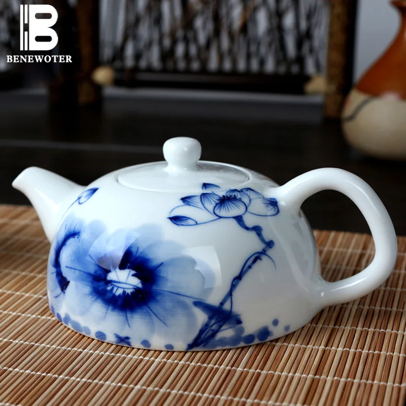 180ml Jingdezhen Ceramics Thin Tires Porcelain Teapot Hand Painted Blue