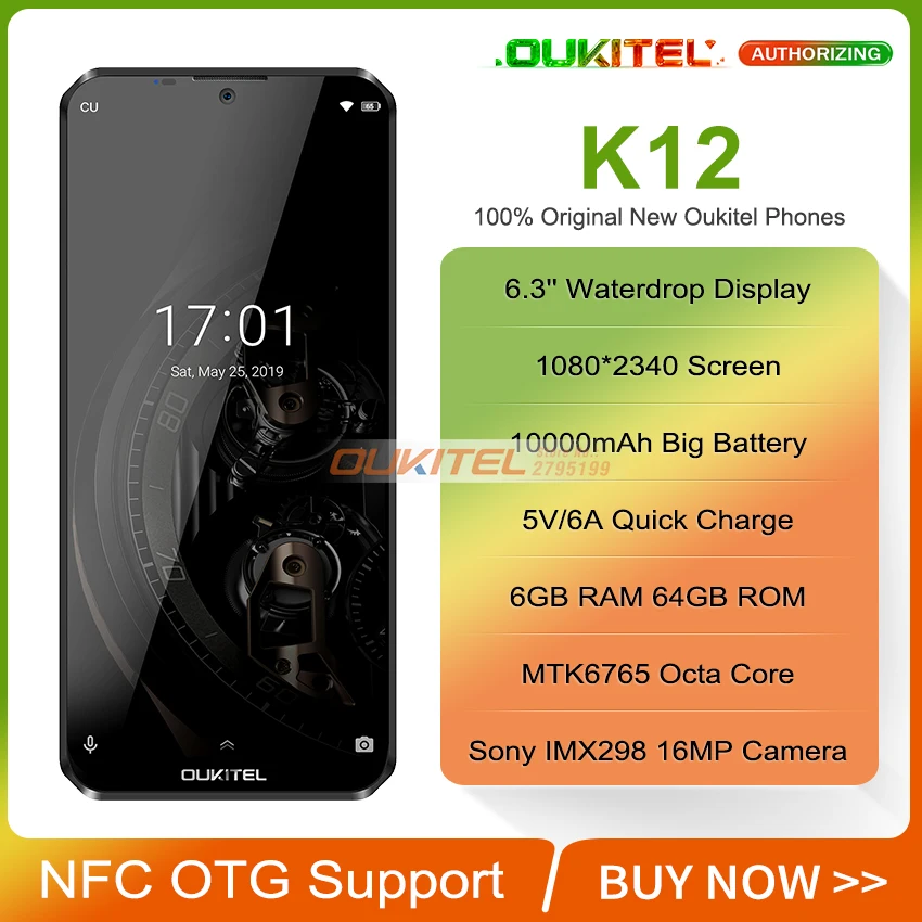OUKITEL K12 6.3'' Waterdrop 1080*2340 6GB 64GB Android 9.0 Smartphone Face ID 10000mAh 5V/6A Quick Charge OTG NFC Mobile Phone OUKITEL K12 6.3'' Waterdrop 1080*2340 6GB 64GB Android 9.0 Smartphone Face ID 10000mAh 5V/6A Quick Charge OTG NFC Mobile Phone