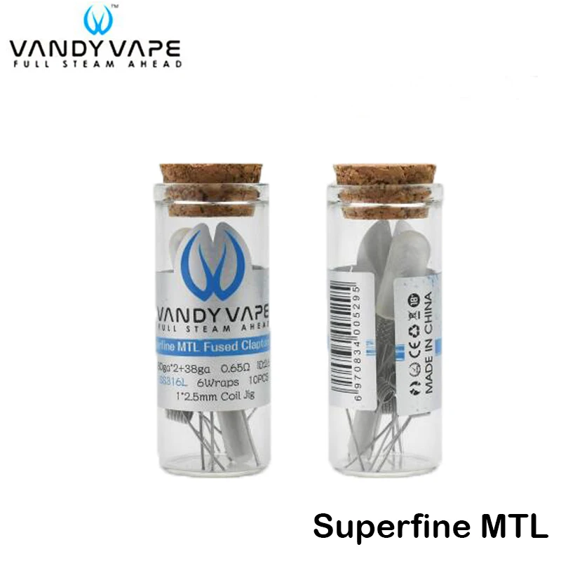 

10pcs/lot Original Vandy Vape Superfine MTL Fused Clapton Coil NI80 30ga*2+38ga, 32ga*2+38ga / SS361L 30GA*2+38GA For RTA RBA