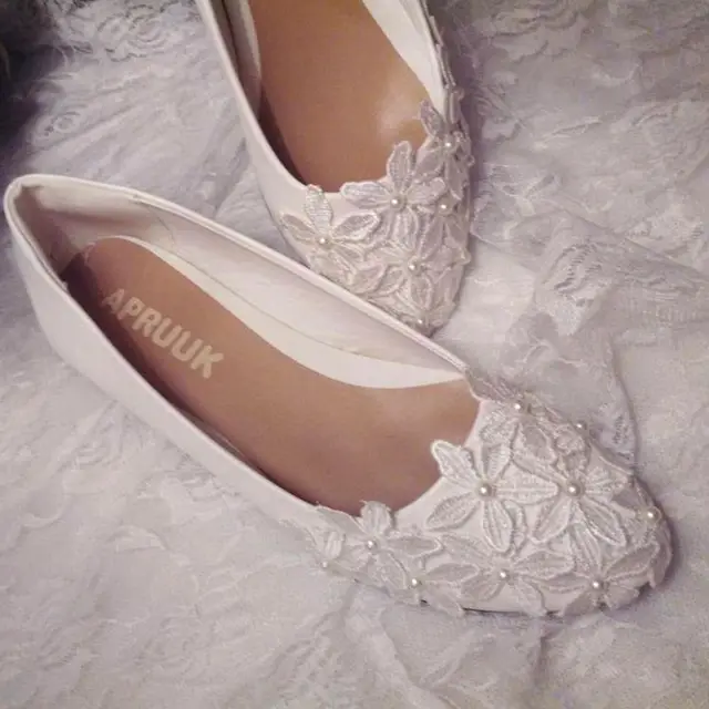 white flat flower girl shoes