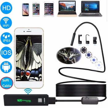 

LESHP HD 1200P Wireless WiFi Endoscope Waterproof Soft Wire Inspection Camera 8mm Lens 8LED Borescope For IOS & Android PC+gift