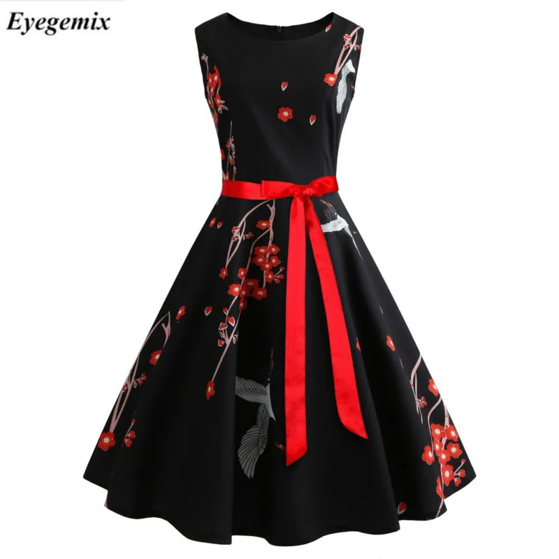 Летние женские платья, повседневные, цветочные, Ретро стиль, 50s 60s Robe Rockabilly Swing Pinup Vestidos, вечерние платья на День святого Валентина