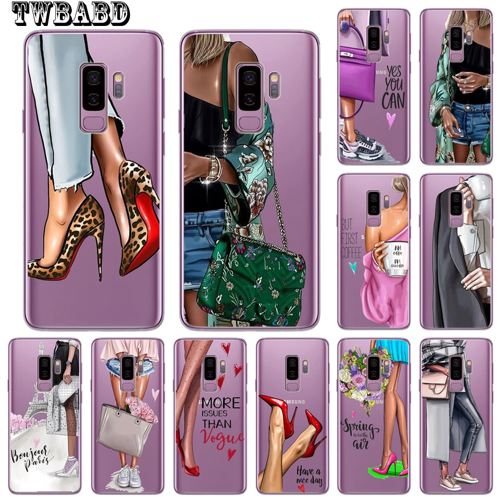 

Fashion Girl Woman For Cover Samsung Galaxy S9 S8 S10 Plus S7 S6 Edge S10 Lite Note 8 9 Soft Protective Cover Etui