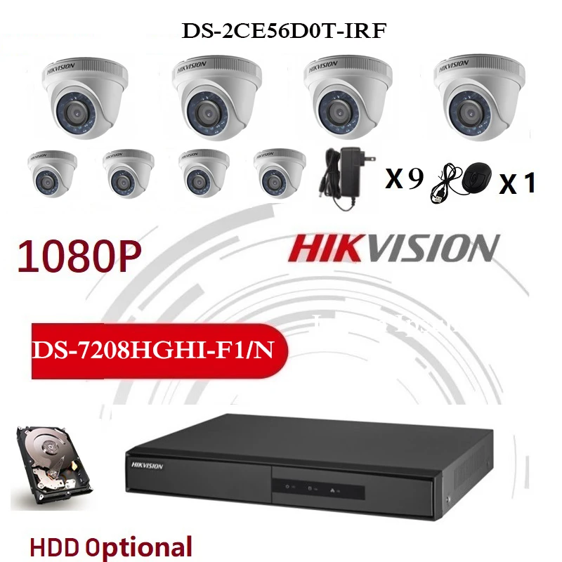 1080 P 8 каналов Hikvision комплекты видеонаблюдения с 2MP 4 в 1 HD камера Netwerk безопасности ночного видения CCTV системы безопасности комплекты