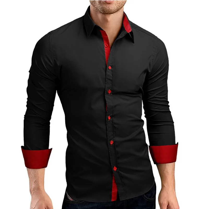 Мужская рубашка, бренд, мужские рубашки высокого качества с длинным рукавом, повседневные, хитовые, цветные, облегающие, черные, мужские рубашки, 4XL C936