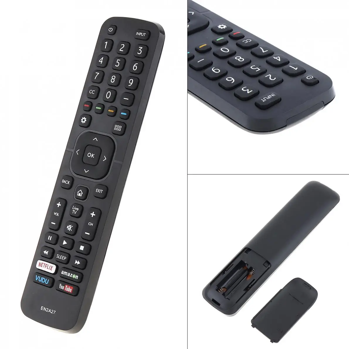 

Smart LED TV Remote Control Replacement Support 2 x AAA Batteries with Long Transmission Distance for Hisense 55H6B / 50H7GB
