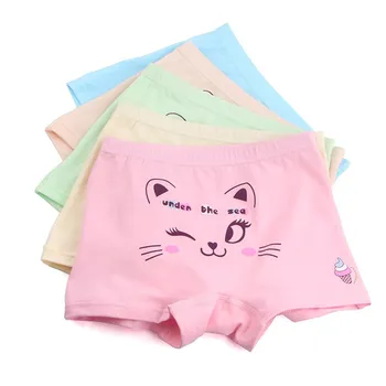 

5pcs/Lot Children Adorable Cartoon Cat Boxer Short Girls Comfortable Underwear Underpant