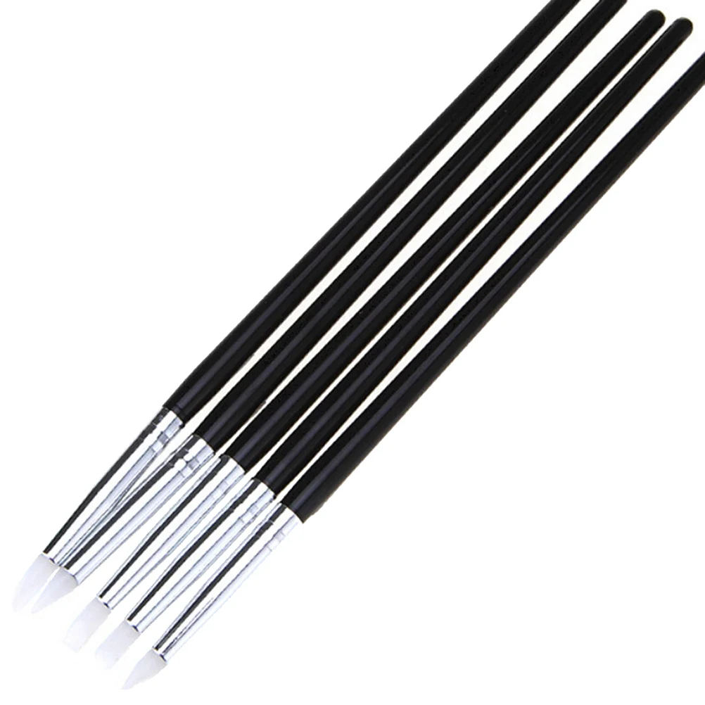 5Pcs Silicone Rubber Shapers Polymer Clay Sculpting Fimo Modelling Tools Multi Function Pen black White