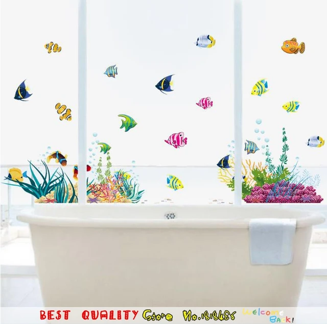 Hot Wall Sticker For Washroom Baby Bathroom Decoration Fish Carp Hot Wall Sticker For Washroom Baby Bathroom Decoration Fish Carp Style Door Window Decorative