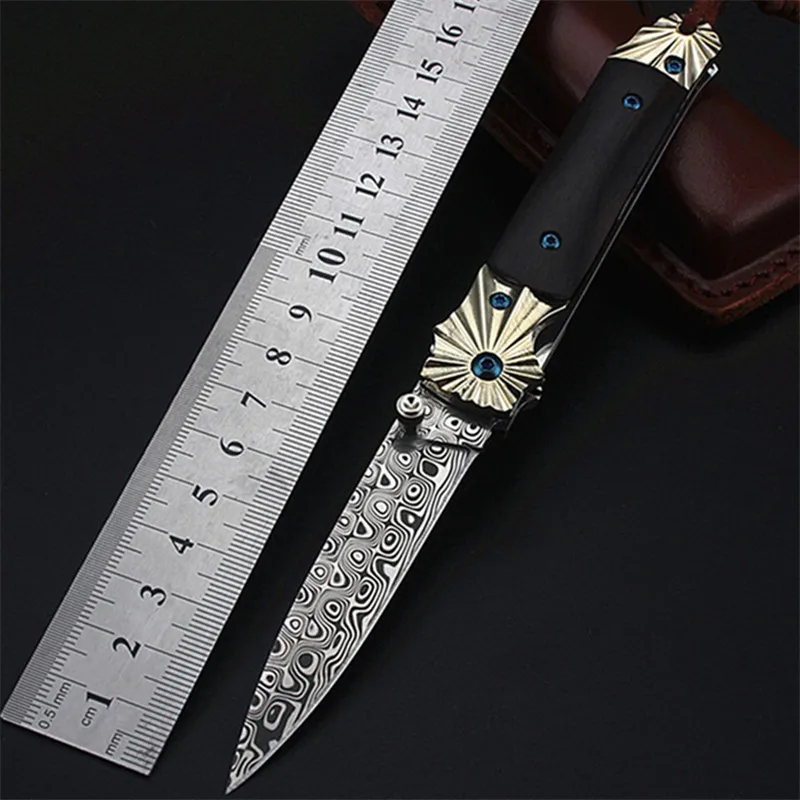 2021 New Free Shipping Swedish Powder Damascus Outdoor Folding Knife Camping Survival Self-defense High Hardness Fruit Knives |