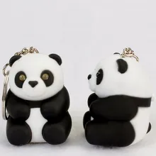 pretty Cartoon national treasure panda black and white key chain bag pendant LED flashlight gift for children wholesale