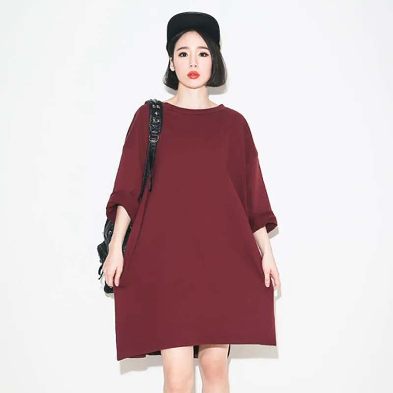 red long sleeve t shirt dress