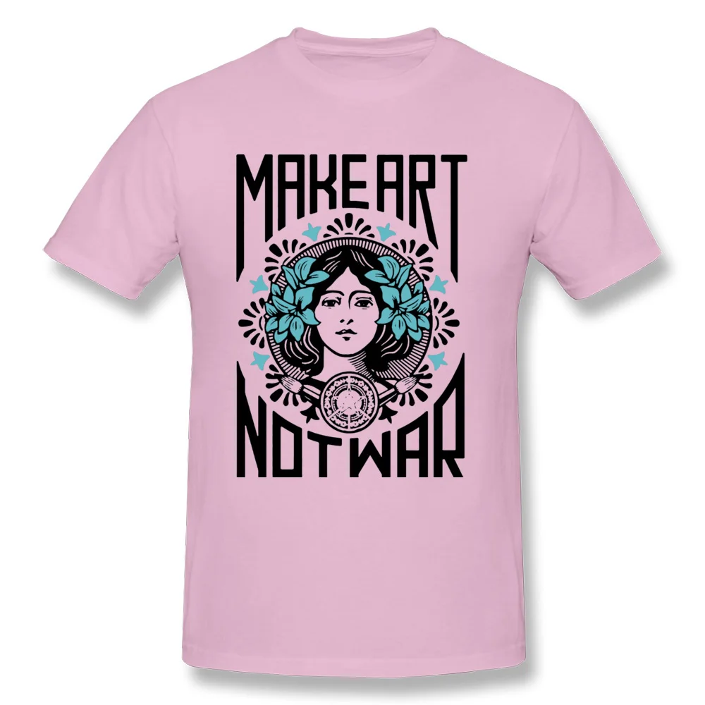  Mens Tshirts Make art not war 20890 cosie Tops & Tees 100% Cotton O Neck Short Sleeve Design Tops Shirt Summer Autumn Make art not war 20890 pink