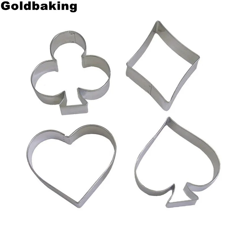 Goldbaking нержавеющая сталь покер формочки для печенья игральные карты костюмы форма для печенья лопата, сердце, клуб, Алмаз 4 шт. набор