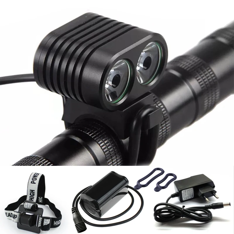 

Mini Portable Bicycle Light 5000 Lumens 2x XML L2 LED Bike Light Front Bicycle Headlight Rechareable 18650 Battery Cycling Lamp