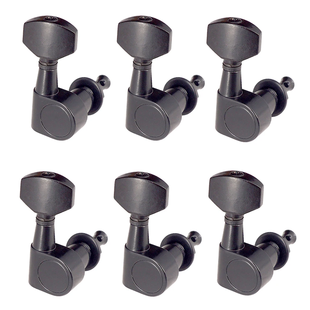 Electric Guitar Zinc Alloy String Tuning Pegs Black 6R Machine Heads Sealed