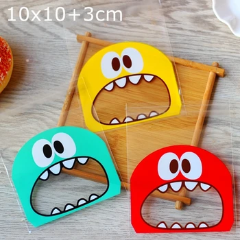 

new Small Accessories Cellophane Favor Mini Bags Self Seal Party Gift Packaging Cute Monster Print Each color 300pcs/Lot