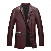 Новая роскошная мужская куртка из овечьей кожи на зиму большого размера мужской деловой кожаный пиджак черный синий красный мужской кожаный пиджак M-3XL
