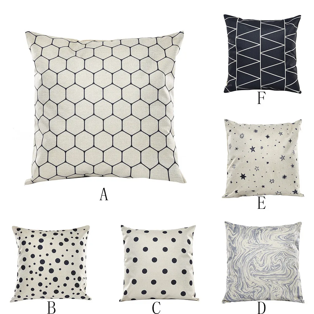 

Cushion Cover Black And White Geometric Abstract Pillowcase Home Decorative Polyester Throw Pillow Case for Sofa Car