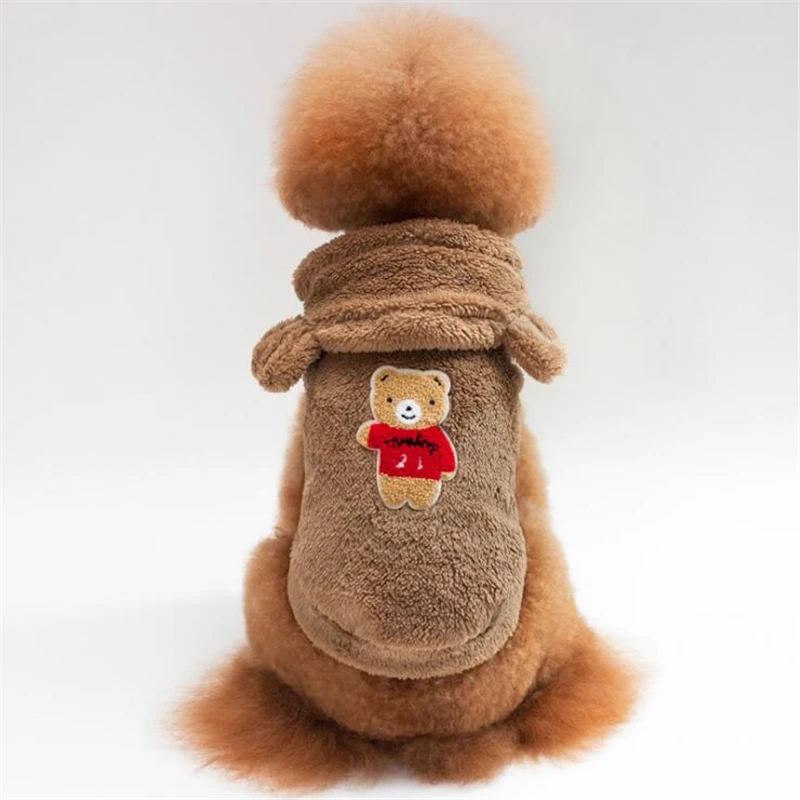 

2018 Hot New Small Dog Clothes Cute Cartoon Bear Hoodie Warm dog clothes Sweater Puppy Pet Dog Clothes Coat Apparel S-XL