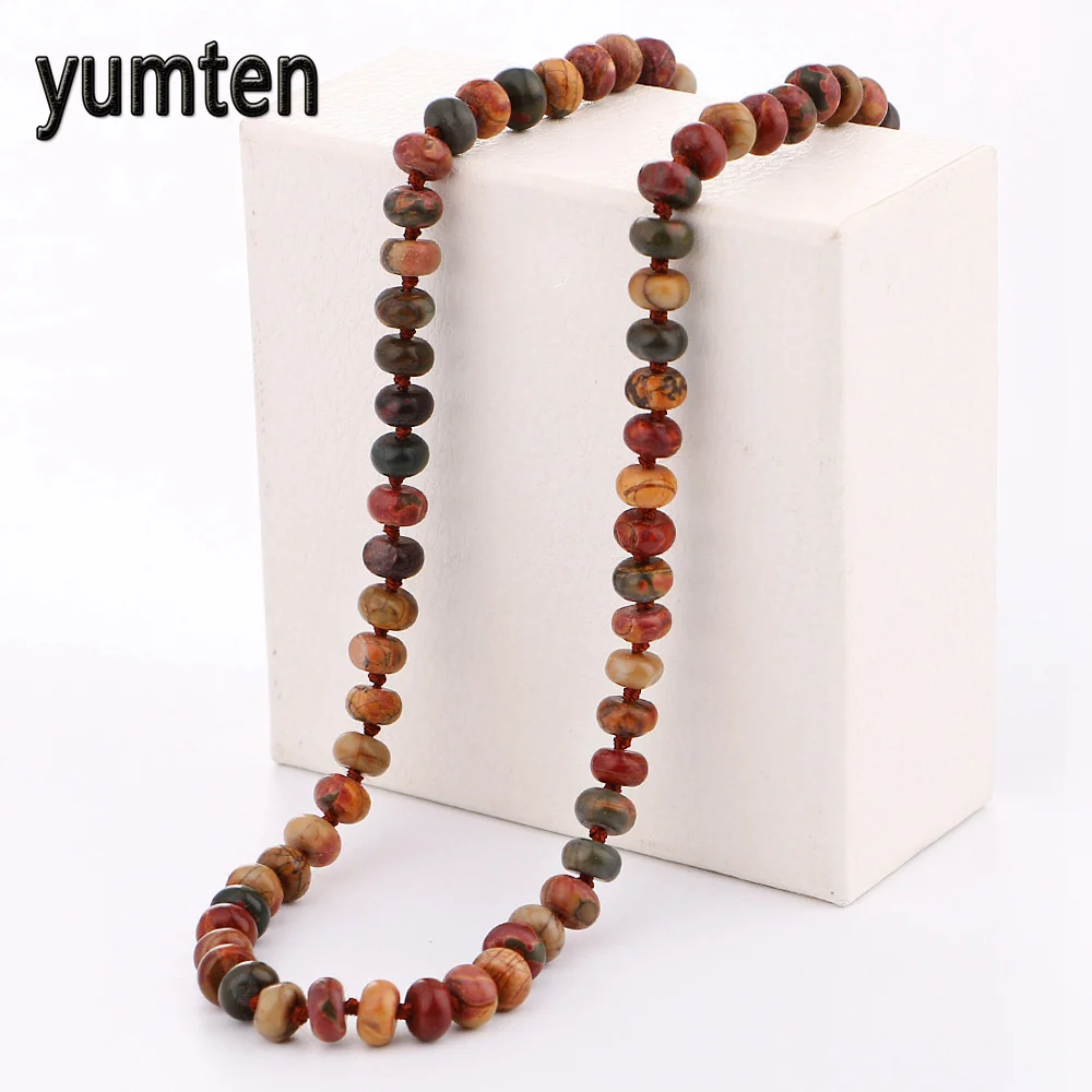 

Yumten Drawing Stone Necklace Power Natural Crystal Women Men Clavicle Jewelry High End Round Beads Gemstone Pearl Mermaid Horse