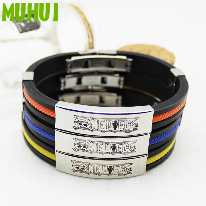 

Free Shipping 3 Colors Anime One Piece Luffy Titanium Steel Bracelet Women Men Jewelry Pulseras 1408