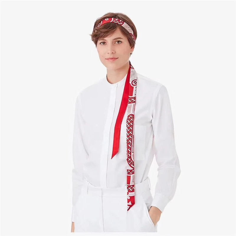 

2019 Fashion Print Silk-like Scarf Women Bag Ribbon Scarf Female Hair Ribbons Decoration Multipurpose Scarves Neck Gaiter Shawl