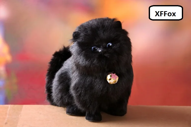 

new real life sitting cat model plastic&furs simulation black cat doll gift about 17x12x15cm xf1278