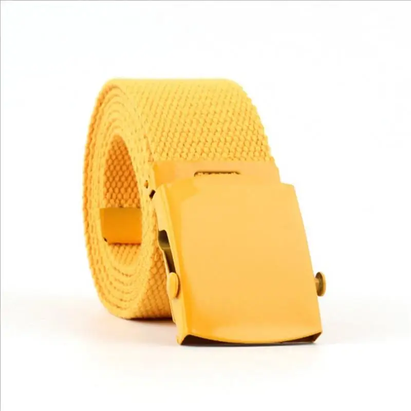 SupSindy нейлоновый гладкий ремень с пряжкой, высокое качество, унисекс, для досуга, тканевый желтый ремень для мужчин и женщин, популярный брендовый ремень 120 см - Цвет: Yellow