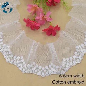 

5.5cm wide Cotton embroid lace edge sewing ribbon guipure trim wedding lace DIY Garment Accessories french african doll lace3937