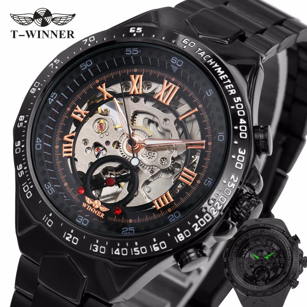 

T-WINNER Luxury Brand Men Watch Mens Fashion Sport Self Winding Mechanical Watches Man Skeleton Wristwatch Relogio Masculino