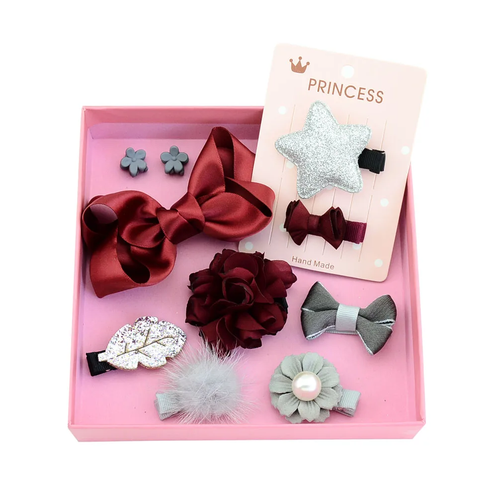 Fashion Children's Headwear Set Gift Boxed Princess Girls Hairband Flower Bow Crown Hairpin Set Hair Accessories (12)