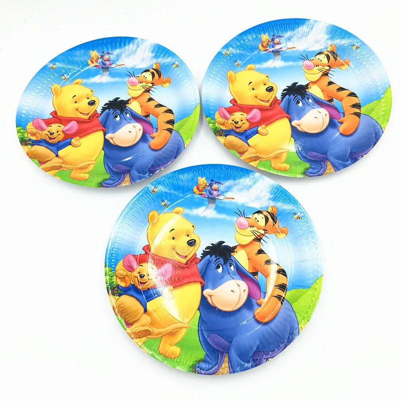 

10pcs/lot Winnie the pooh plates kids birthday party supplies winnie paper dishes birthday party supplies Winnie the pooh dishes