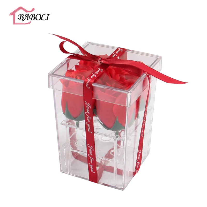 

New Clear Acrylic Rose Flower Display Storage Box Organizer Flower Gift Box Case With Cover For Girlfriend Wife Valentine's Day