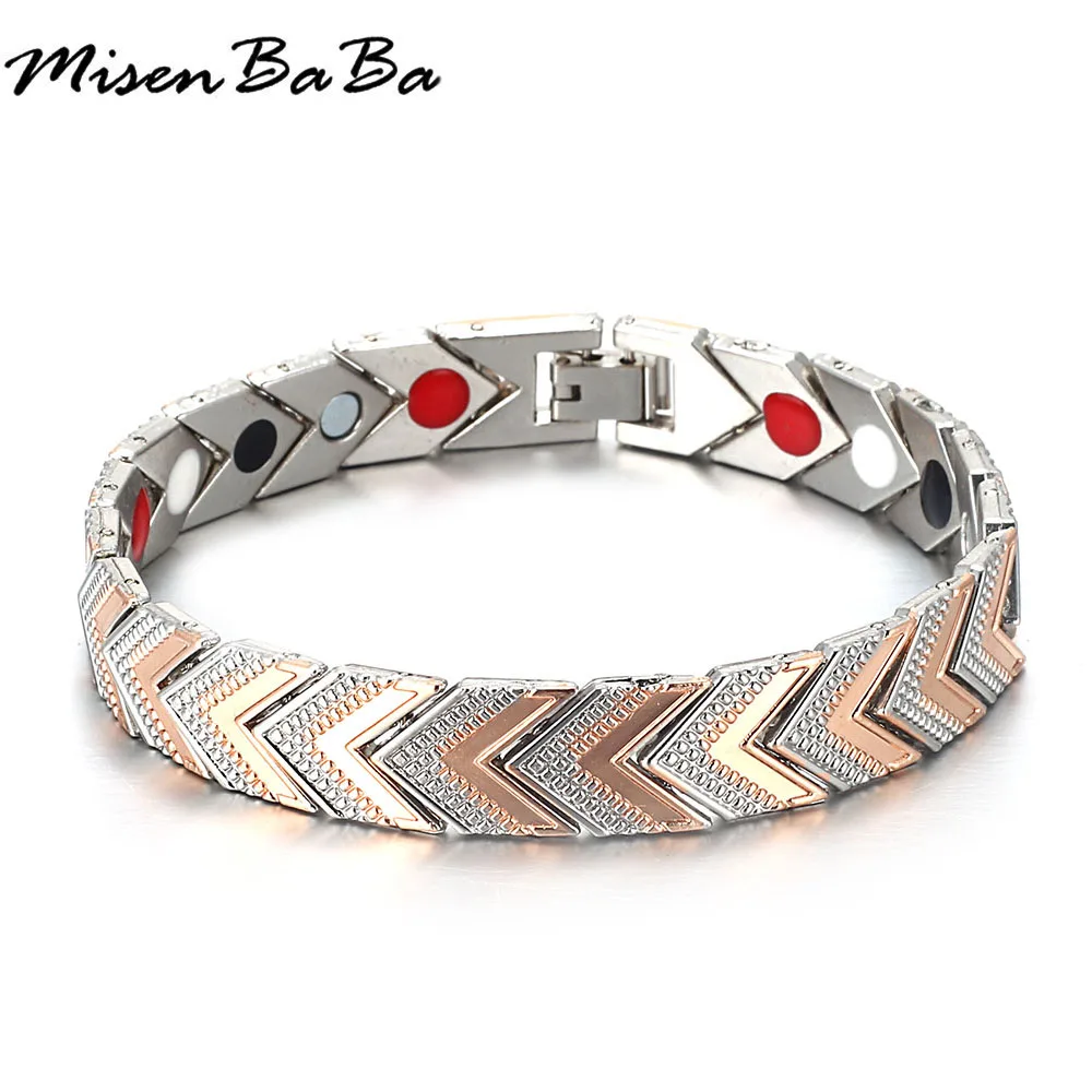 

Rose Gold Black Color Copper Chains Link Power Bracelets Energy Balance Health Bio Elements Germanium Magnetic For Men Women
