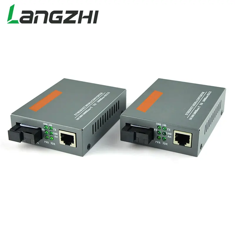 

LANGZHI 1 Pair HTB-GS-03 A/B Gigabit Fiber Optical Media Converter Single Mode Transceiver SC Port 20KM External Power Supply