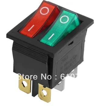 

Red Green Illuminated SPST ON/OFF Two Position 2 Gang Boat Rocker Switch 6 Pin Push Button Switches