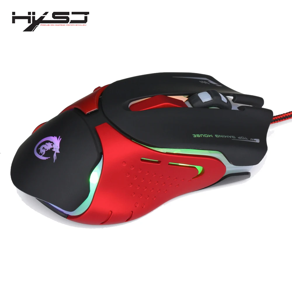 HXSJ 3200DPI звук щелчок Проводная игровая мышь USB Gamer 6 кнопок оптическая Эргономика