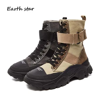 

Casual Shoes Women Brand Genuine Leather Martin Boots Platform Mid Calf Lady chaussure Autumn Female footware zapatos de mujer