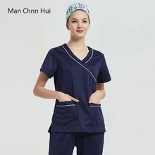 Медицинский Хирургический костюм для новорожденных, униформа для медсестры с короткими рукавами, антистатический раздельный костюм, рабочая одежда