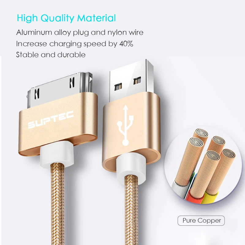USB кабель SUPTEC для iPhone 4 3 iPad 1 2 iPod Nano touch 30 контактный быстрой зарядки оригинальный